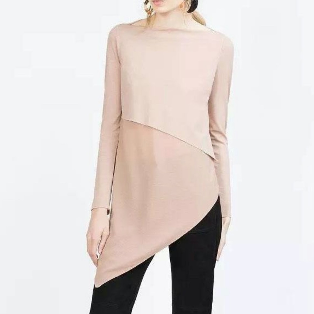 Zara Assymetrical long shirt nude
